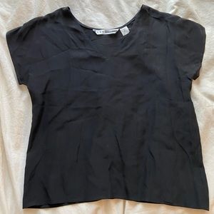simple vintage black 100% silk shirt